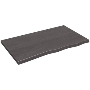 Tischplatte Dunkelgrau 100x60x4 cm Massivholz Eiche Behandelt