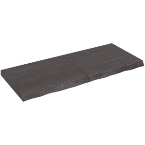 Tischplatte Dunkelgrau 120x50x6 cm Massivholz Eiche Behandelt
