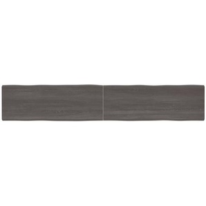 Tischplatte Dunkelgrau 220x40x6 cm Eichenholz mit Baumkante