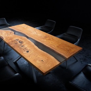 Tischplatte Esche Natur 200 cm Epoxid milchig Transparent Unikat Nr. 32343, Massivholzplatten