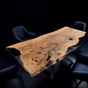 Tischplatte Esche Natur 200 cm Epoxid Unikat Nr. 34334, Massivholzplatten