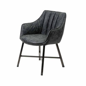 Tischsessel Set in Schwarz Kunstleder Stahl (2er Set)
