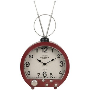 Clayre & Eef Tischuhr 26x10x47 cm Rot Metall Rund Tischuhren Innen