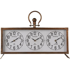 Clayre & Eef Tischuhr 56x45 cm  Kupferfarbig Eisen Glas Tischuhren Innen