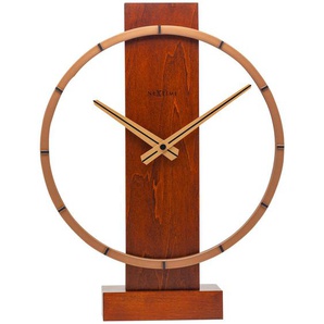 Tischuhr, Braun, Holz, 27x34x7.5 cm, RoHS, CE, leises Uhrwerk, Dekoration, Uhren, Tischuhren