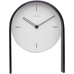 Tischuhr, Schwarz, Weiß, Holz, Glas, 21x27x6.5 cm, RoHS, CE, leises Uhrwerk, Dekoration, Uhren, Tischuhren