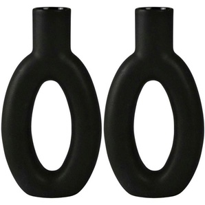 Tischvase AM DESIGN Blumenvase in bauchiger Form Vasen Gr. B/H/T: 5,00 cm x 20,00 cm x 10,00 cm, schwarz Blumenvasen aus Keramik, Höhe ca. 20 cm