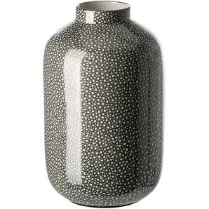Tischvase FINK ROY Vasen Gr. H: 21 cm Ø 12 cm, grau (goldfarben, grau, weiß) Weitere Weihnachtsdeko Handarbeit, mit handbemaltem goldfarbenen Rand
