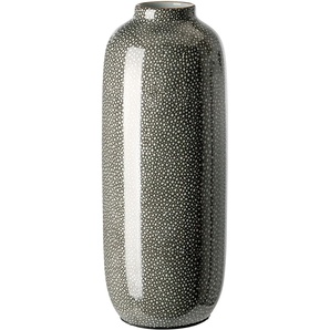 Tischvase FINK ROY Vasen Gr. H: 30 cm Ø 11 cm, grau (goldfarben, grau, weiß) Weitere Weihnachtsdeko Handarbeit, mit handbemaltem goldfarbenen Rand