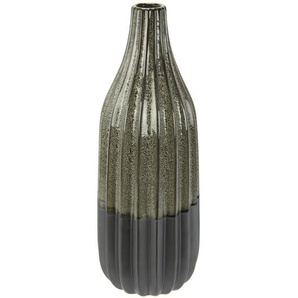 Blumenvase aus Keramik geriffelt bauchig Flaschenform grau braun matt glänzend Tennant