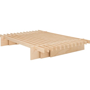 Futonbett TOJO parallel Betten Gr. Liegefläche B/L: 120 cm x 200 cm Höhe: 25 cm, kein Härtegrad, beige (natur) Futonbetten einfache Montage ohne Werkzeug, in verschiedenen Breiten
