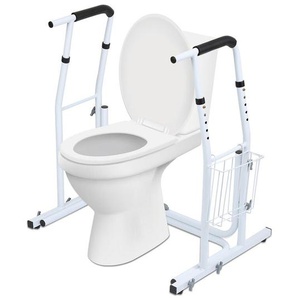Tolletour - Mobile wc Aufstehhilfe Höhenverstellbar Stützgestell Haltegriff inkl. Ablagekorb rutschfeste Toilettenstütze