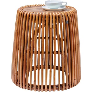 TOM TAILOR HOME Beistelltisch T-RATTAN SIDE TABLE HIGH, hoher Beistelltisch aus Rattan mit Platte aus recycletem Teakholz