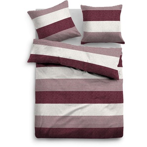 Bettwäsche TOM TAILOR HOME Caro in Gr. 135x200 oder 155x220 cm Gr. B/L: 155 cm x 220 cm (1 St.), B/L: 80 cm x 80 cm (1 St.), Flanell, rot (cherry red) Bettwäsche 155x220 cm Biber kuschelig warm im Winter, mit recycelter Baumwolle