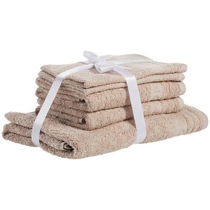 Tom Tailor Frottierset, Sand, Textil, 5-teilig, Uni, Badtextilien, Handtuch-Sets