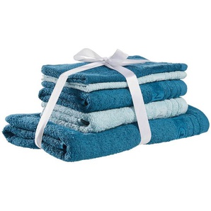 Tom Tailor Frottierset, Türkis, Petrol, Textil, 5-teilig, Uni, Badtextilien, Handtuch-Sets