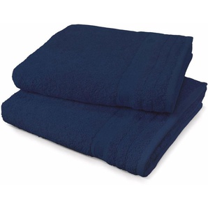 Handtuch TOM TAILOR Color Bath Handtücher Gr. B/L: 50 cm x 100 cm (2 St.), blau (marine) Handtücher im Set, mit Logo in Bordüre