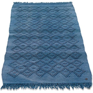 TOM TAILOR HOME Badematte Vintage Wash, Höhe 6 mm, fußbodenheizungsgeeignet, Baumwolle, rechteckig, Badteppich, Uni Farben, Rauten Muster, mit Fransen, reine Baumwolle