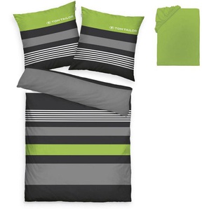 TOM TAILOR HOME Bettwäsche Carl in Gr. 135x200 oder 155x220 cm, Renforcé, 3 teilig, mit GRATIS-Zugabe: Spannbettlaken, 100% Baumwolle, mit Reißverschluss