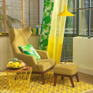 TOM TAILOR HOME Ohrensessel COZY, im Retrolook, mit Kedernaht und Knöpfung, Füße Buche natur