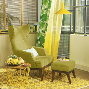 Tom Tailor Ohrensessel Cozy Sanfgelbgold Mikrofaser mit Hocker 80x115x88 cm (BxHxT)