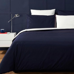Tommy Hilfiger Bettwäsche Plain with TH Ribbon, Dunkelblau, Textil, Uni, 155 cm, Textiles Vertrauen - Oeko-Tex®, pflegeleicht, bügelleicht, Schlaftextilien, Bettwäsche, Bettwäsche, Sonstige Materialien