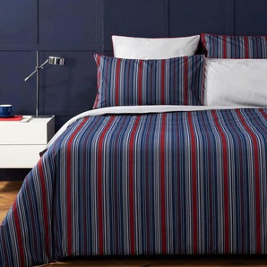 Tommy Hilfiger Bettwäsche Shaded Stripes, Dunkelblau, Textil, Streifen, 155x220 cm, Textiles Vertrauen - Oeko-Tex®, pflegeleicht, bügelleicht, Schlaftextilien, Bettwäsche, Bettwäsche, Sonstige Materialien