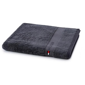 Tommy Hilfiger Duschtuch Plain, Dunkelgrau, Textil, 70x140 cm, Badtextilien, Duschtücher