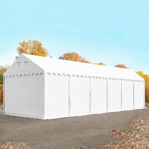 TOOLPORT 3x12 m Lagerzelt, PVC-Plane, weiß, mit Bodenrahmen, mit Statik (Betonuntergrund)
