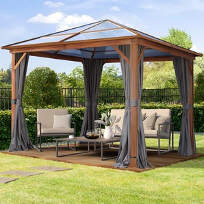 TOOLPORT 3x3 m Hardtop Gartenpavillon, inkl. 4 Seitenteile, loft grey