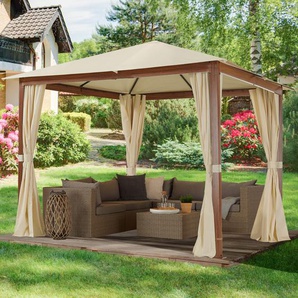 TOOLPORT 3x3 m Softtop Gartenpavillon, inkl. 4 Seitenteile, champagnerfarben
