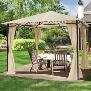 TOOLPORT 3x3 m Softtop Gartenpavillon, inkl. 4 Seitenteile, champagnerfarben