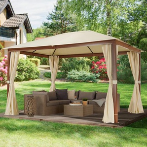 TOOLPORT 3x4 m Softtop Gartenpavillon, inkl. 4 Seitenteile, champagnerfarben