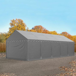 TOOLPORT 4x10 m Lagerzelt, PVC-Plane, grau, mit Bodenrahmen