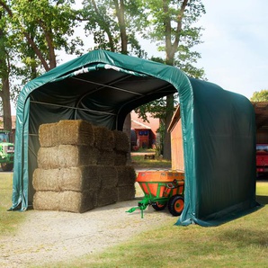 TOOLPORT 4x4m Weidezelt, PVC-Plane, dunkelgrün, Erdbefestigung