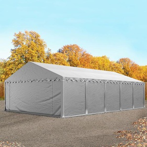 TOOLPORT 5x10 m Lagerzelt, PVC-Plane, grau, mit Bodenrahmen