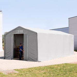 TOOLPORT 6x10 m Zelthalle - 3,0 m Seitenhöhe mit Schiebetor, PRIMEtex 2300 PVC Plane, feuersicher grau | ohne Statik