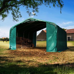 TOOLPORT 6x6m Weidezelt, PVC-Plane, dunkelgrün, Erdbefestigung