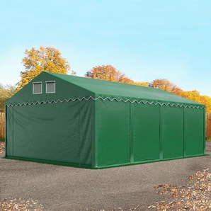 TOOLPORT Lagerzelt 6x8 m - 2,6 m Seitenhöhe, PVC 800, mit Bodenrahmen dunkelgrün | ohne Statik