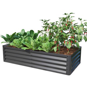 Toolport - primeyard Hochbeet luca anthrazit Stahlkonstruktion 150x75x35 cm