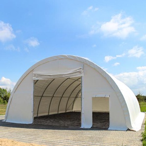 TOOLPORT Rundbogenhalle 9,15x12m PVC 2300 wasserdicht weiß