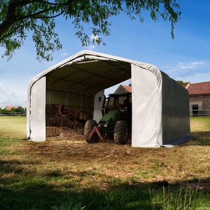 TOOLPORT Weideunterstand 6x6m, PVC 850 grau | Betonuntergrund