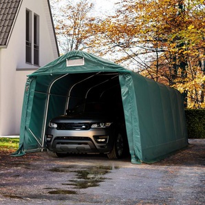 TOOLPORT Zeltgarage 3,3x6,0 m, inkl. Statik, PRIME 2300, feuersicher, dunkelgrün mit Statik (Erduntergrund)