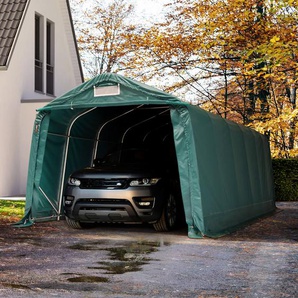 TOOLPORT Zeltgarage 3,3x7,2 m, inkl. Statik, PRIME 2300, feuersicher, dunkelgrün mit Statik (Erduntergrund)