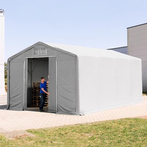 TOOLPORT Zelthalle 5x8m PVC 850 wasserdicht grau