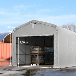 TOOLPORT Zelthalle 5x8 m mit 4,1x2,5 m Tor, PVC 850 grau | ohne Statik