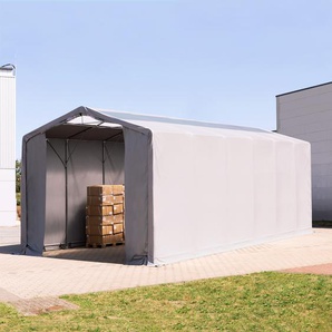 TOOLPORT 6x12 m Zelthalle - 3,6 m Seitenhöhe mit Reißverschlusstor und Oberlichtern, PVC 850 grau | ohne Statik