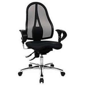 TOPSTAR Bürostuhl Permanentkontakt Netzstoff Höhenverstellbare Armlehne Höhenverstellbarer Sitz Schwarz 110 kg Sitness 15 5243886