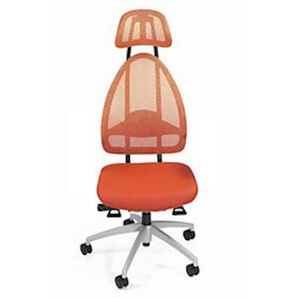 Topstar Design-Bürodrehstuhl mit Kopfstütze und Netzrücken, Höhe 830mm, orange OPEN ART J1700 S14