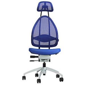 Topstar Design-Bürodrehstuhl mit Kopfstütze und Netzrücken, Höhe 830mm,royalblau OPEN ART J1700 S18